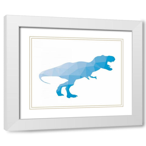 Geo Dinosaur I White Modern Wood Framed Art Print with Double Matting by Wild Apple Portfolio