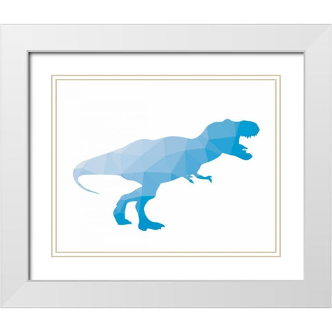 Geo Dinosaur I White Modern Wood Framed Art Print with Double Matting by Wild Apple Portfolio