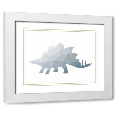 Geo Dinosaur II White Modern Wood Framed Art Print with Double Matting by Wild Apple Portfolio