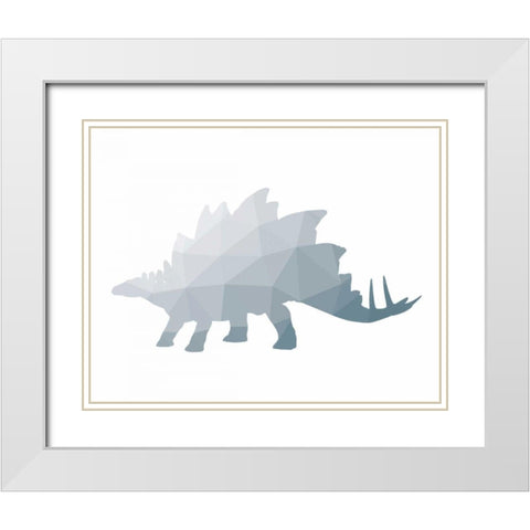 Geo Dinosaur II White Modern Wood Framed Art Print with Double Matting by Wild Apple Portfolio