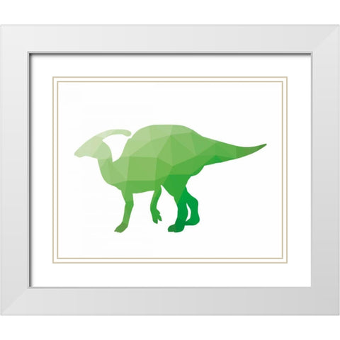 Geo Dinosaur IV White Modern Wood Framed Art Print with Double Matting by Wild Apple Portfolio