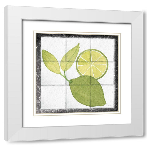 Citrus Tile VII Black Border White Modern Wood Framed Art Print with Double Matting by DeNeige, Elyse
