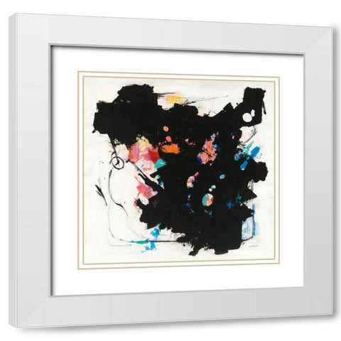 Abstract Redacted White Modern Wood Framed Art Print with Double Matting by Schick, Mike