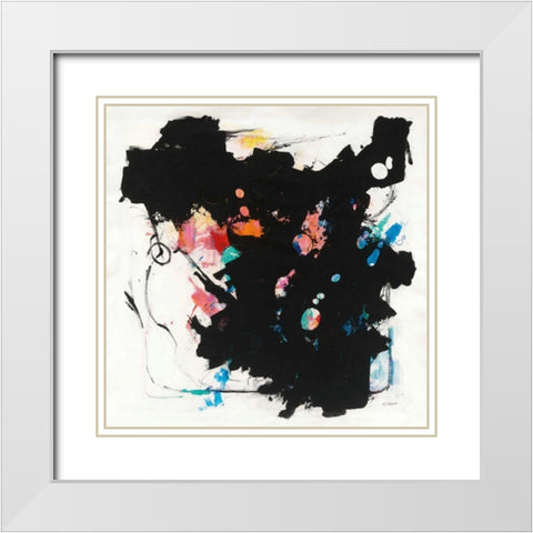 Abstract Redacted White Modern Wood Framed Art Print with Double Matting by Schick, Mike