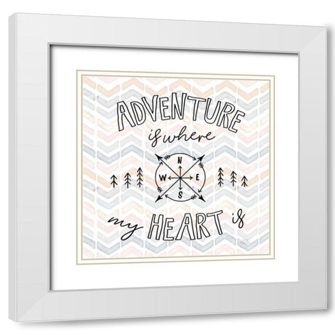 World Traveler III Chevron White Modern Wood Framed Art Print with Double Matting by Marshall, Laura