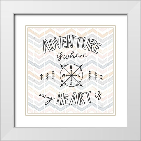 World Traveler III Chevron White Modern Wood Framed Art Print with Double Matting by Marshall, Laura