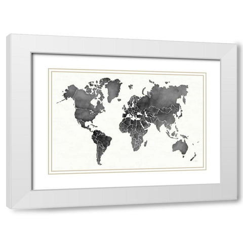 Watercolor Wanderlust Black White Modern Wood Framed Art Print with Double Matting by Marshall, Laura