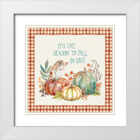 Autumn Friends III Pattern VA White Modern Wood Framed Art Print with Double Matting by Urban, Mary