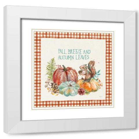 Autumn Friends IV Pattern VA White Modern Wood Framed Art Print with Double Matting by Urban, Mary