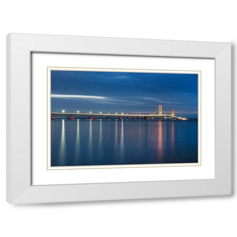 Mackinac Bridge White Modern Wood Framed Art Print with Double Matting by Majchrowicz, Alan