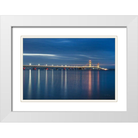 Mackinac Bridge White Modern Wood Framed Art Print with Double Matting by Majchrowicz, Alan