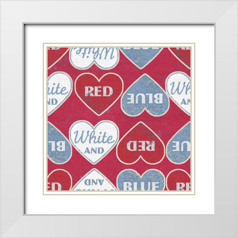 Patriotic Dark Pattern I White Modern Wood Framed Art Print with Double Matting by Grove, Beth