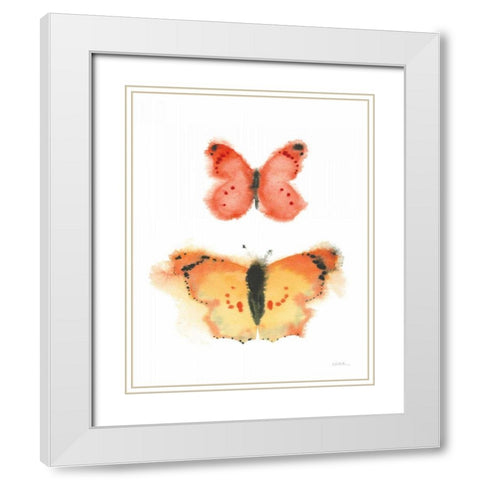 Watercolor Butterflies IV White Modern Wood Framed Art Print with Double Matting by Novak, Shirley