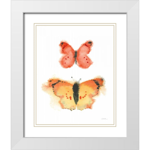 Watercolor Butterflies IV White Modern Wood Framed Art Print with Double Matting by Novak, Shirley