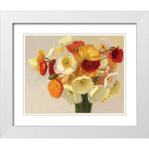 November Poppies White Modern Wood Framed Art Print with Double Matting by Novak, Shirley