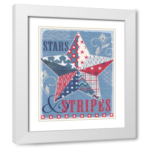 Stars and Stripes Star Dark White Modern Wood Framed Art Print with Double Matting by Grove, Beth