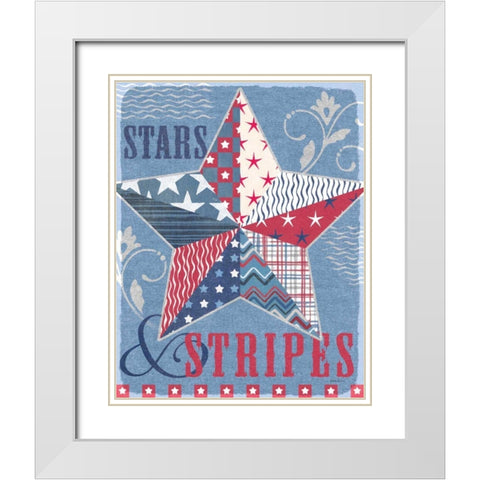 Stars and Stripes Star Dark White Modern Wood Framed Art Print with Double Matting by Grove, Beth