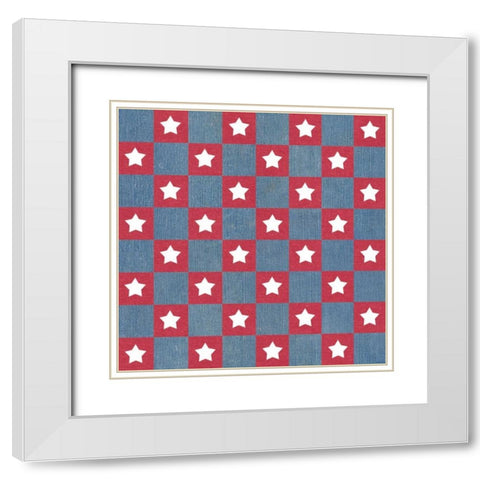 Stars and Stripes Dark Pattern I White Modern Wood Framed Art Print with Double Matting by Grove, Beth