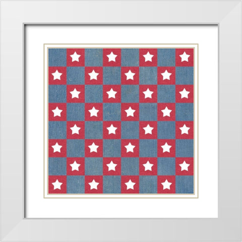 Stars and Stripes Dark Pattern I White Modern Wood Framed Art Print with Double Matting by Grove, Beth