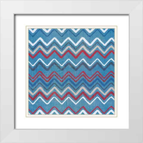 Stars and Stripes Dark Pattern II White Modern Wood Framed Art Print with Double Matting by Grove, Beth
