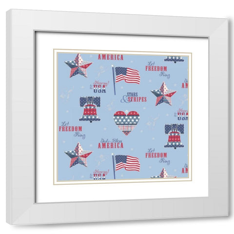 Stars and Stripes Dark Pattern VI White Modern Wood Framed Art Print with Double Matting by Grove, Beth