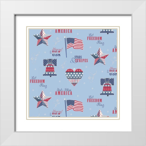 Stars and Stripes Dark Pattern VI White Modern Wood Framed Art Print with Double Matting by Grove, Beth