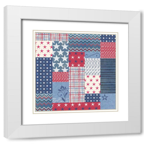 Stars and Stripes Dark Pattern VII White Modern Wood Framed Art Print with Double Matting by Grove, Beth
