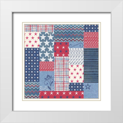 Stars and Stripes Dark Pattern VII White Modern Wood Framed Art Print with Double Matting by Grove, Beth