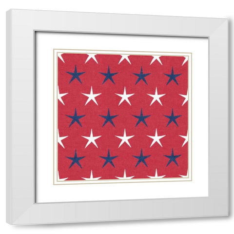 Stars and Stripes Dark Pattern IXA White Modern Wood Framed Art Print with Double Matting by Grove, Beth