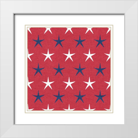 Stars and Stripes Dark Pattern IXA White Modern Wood Framed Art Print with Double Matting by Grove, Beth