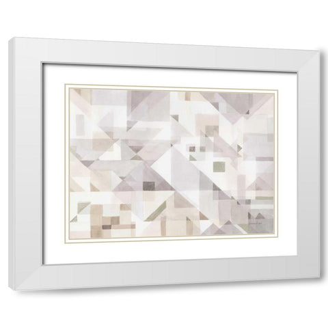 Try Angles I Neutral Sage White Modern Wood Framed Art Print with Double Matting by Nai, Danhui