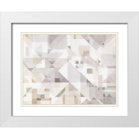 Try Angles I Neutral Sage White Modern Wood Framed Art Print with Double Matting by Nai, Danhui