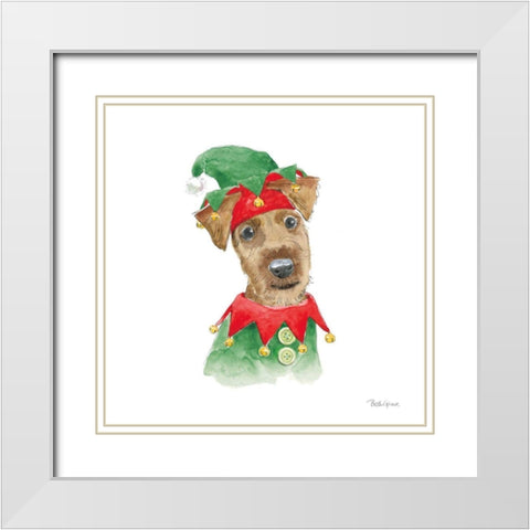Holiday Paws VII on White White Modern Wood Framed Art Print with Double Matting by Grove, Beth