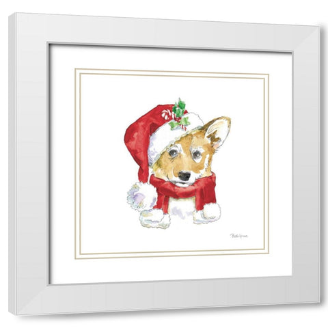 Holiday Paws VIII on White White Modern Wood Framed Art Print with Double Matting by Grove, Beth