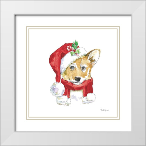 Holiday Paws VIII on White White Modern Wood Framed Art Print with Double Matting by Grove, Beth