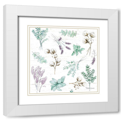 Farmhouse Cotton Pattern I White Modern Wood Framed Art Print with Double Matting by Grove, Beth