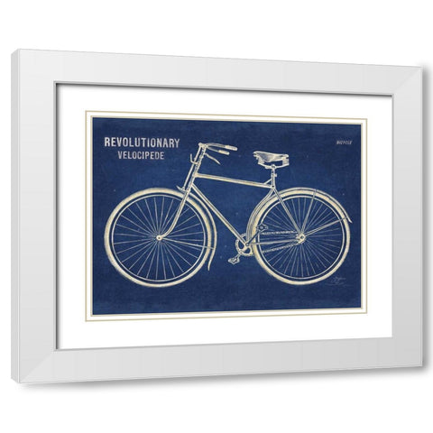 Blueprint Bicycle v2 White Modern Wood Framed Art Print with Double Matting by Schlabach, Sue