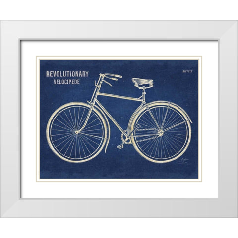 Blueprint Bicycle v2 White Modern Wood Framed Art Print with Double Matting by Schlabach, Sue