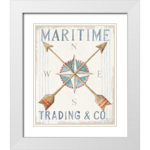 Floursack Nautical VI White Modern Wood Framed Art Print with Double Matting by Nai, Danhui