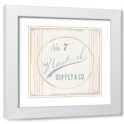 Floursack Nautical IX White Modern Wood Framed Art Print with Double Matting by Nai, Danhui