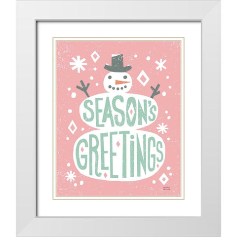 Christmas Whimsy Snowman Vintage White Modern Wood Framed Art Print with Double Matting by Mullan, Michael