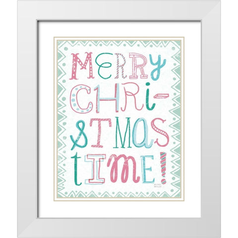 Merry Christmastime Vintage White Modern Wood Framed Art Print with Double Matting by Mullan, Michael