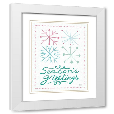 Merry Christmastime Snow Flake Vintage White Modern Wood Framed Art Print with Double Matting by Mullan, Michael