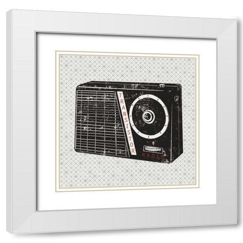 Vintage Analog Radio White Modern Wood Framed Art Print with Double Matting by Mullan, Michael