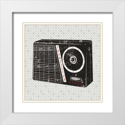 Vintage Analog Radio White Modern Wood Framed Art Print with Double Matting by Mullan, Michael