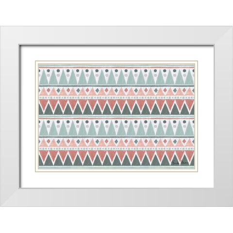 Ikat Pattern I White Modern Wood Framed Art Print with Double Matting by Zaman, Farida