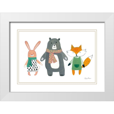 Neighborhood Pals XII White Modern Wood Framed Art Print with Double Matting by Zaman, Farida