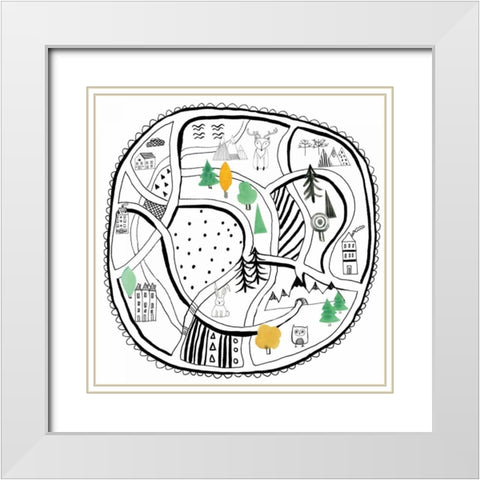 Neighborhood Pals XIV White Modern Wood Framed Art Print with Double Matting by Zaman, Farida