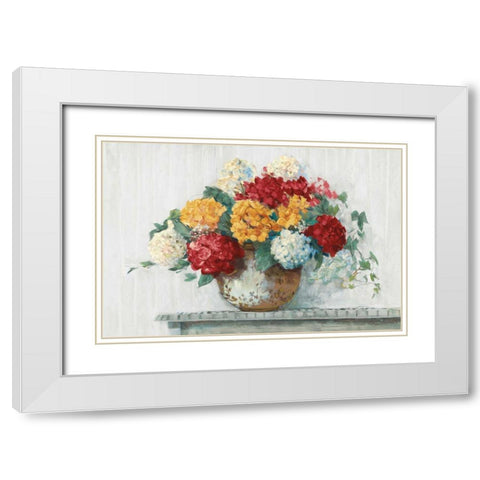 Fall Hydrangea Cottage Crop White Modern Wood Framed Art Print with Double Matting by Rowan, Carol