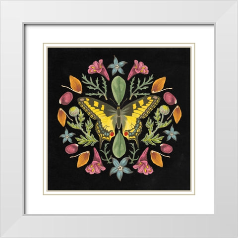 Butterfly Mandala III Black White Modern Wood Framed Art Print with Double Matting by Wild Apple Portfolio